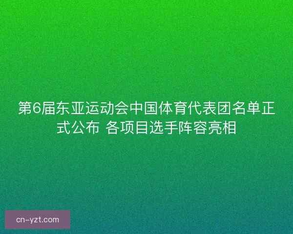 第6届东亚运动会中国体育代表团名单正式公布 各项目选手阵容亮相