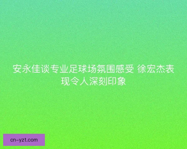 安永佳谈专业足球场氛围感受 徐宏杰表现令人深刻印象